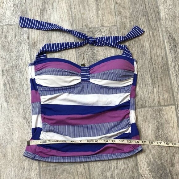 Tommy Bahama Blue Pink Stripe Halter Tankini S Rare - Picture 4 of 12